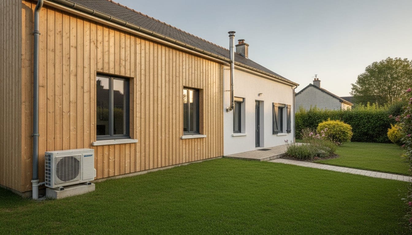 Maison après isolation par l'extérieur avec finition bardage bois