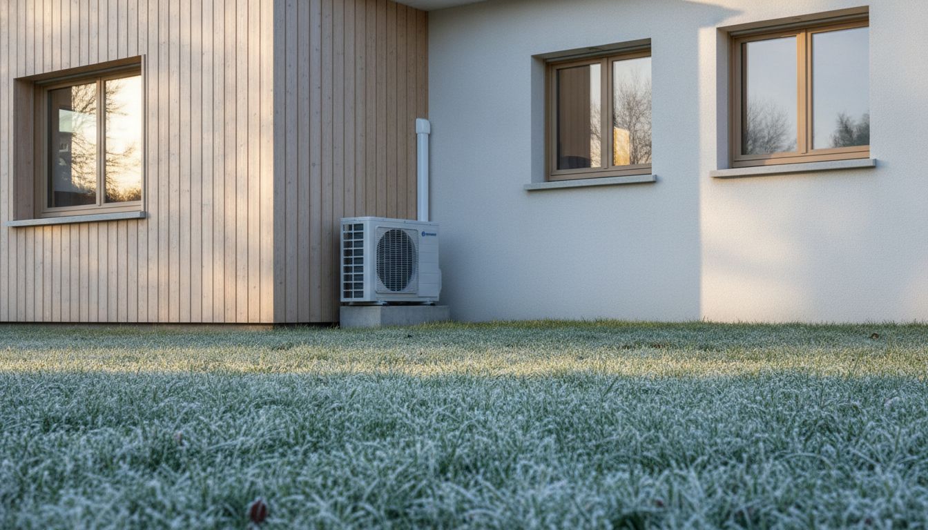 Maison après isolation par l'extérieur en bardage bois et pose d'une pompe à chaleur